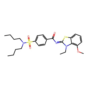 4-(dibutylsulfamoyl)-N-(3-ethyl-4-methoxy-1,3-benzothiazol-2-ylidene)benzamide structure