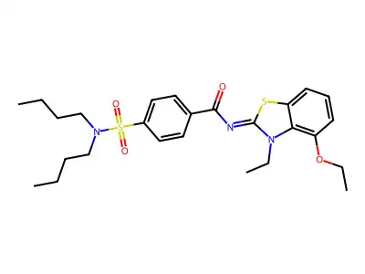 4-(dibutylsulfamoyl)-N-(4-ethoxy-3-ethyl-1,3-benzothiazol-2-ylidene)benzamide structure