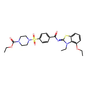 ethyl 4-(4-{[(2Z)-4-ethoxy-3-ethyl-2,3-dihydro-1,3-benzothiazol-2-ylidene]carbamoyl}benzenesulfonyl)piperazine-1-carboxylate structure