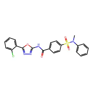 N-[5-(2-chlorophenyl)-1,3,4-oxadiazol-2-yl]-4-[methyl(phenyl)sulfamoyl]benzamide structure