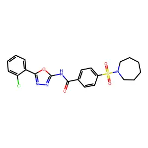 4-(azepan-1-ylsulfonyl)-N-[5-(2-chlorophenyl)-1,3,4-oxadiazol-2-yl]benzamide structure
