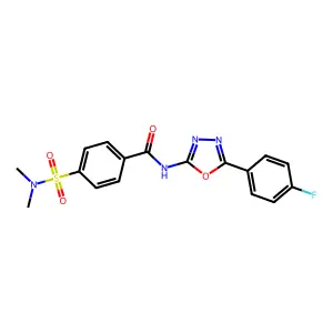 4-(dimethylsulfamoyl)-N-[5-(4-fluorophenyl)-1,3,4-oxadiazol-2-yl]benzamide structure