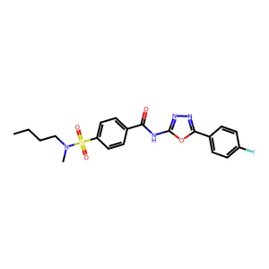 4-[butyl(methyl)sulfamoyl]-N-[5-(4-fluorophenyl)-1,3,4-oxadiazol-2-yl]benzamide structure