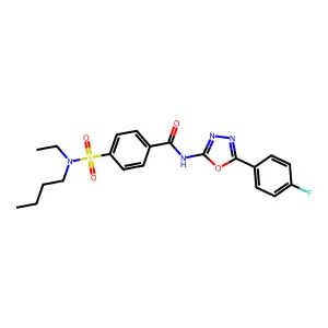 4-[butyl(ethyl)sulfamoyl]-N-[5-(4-fluorophenyl)-1,3,4-oxadiazol-2-yl]benzamide structure