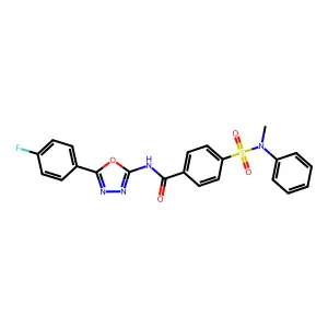 N-[5-(4-fluorophenyl)-1,3,4-oxadiazol-2-yl]-4-[methyl(phenyl)sulfamoyl]benzamide structure