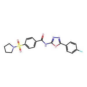 N-(5-(4-fluorophenyl)-1,3,4-oxadiazol-2-yl)-4-(pyrrolidin-1-ylsulfonyl)benzamide structure
