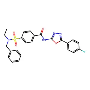 4-[benzyl(ethyl)sulfamoyl]-N-[5-(4-fluorophenyl)-1,3,4-oxadiazol-2-yl]benzamide structure