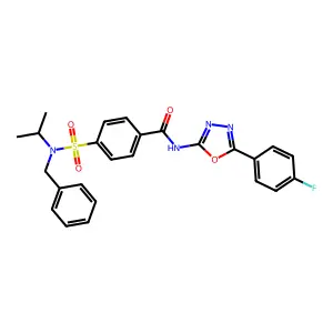 4-[benzyl(propan-2-yl)sulfamoyl]-N-[5-(4-fluorophenyl)-1,3,4-oxadiazol-2-yl]benzamide structure
