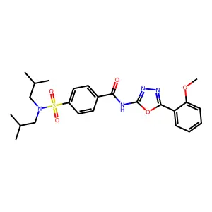 4-[bis(2-methylpropyl)sulfamoyl]-N-[5-(2-methoxyphenyl)-1,3,4-oxadiazol-2-yl]benzamide structure