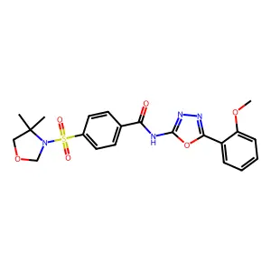 4-[(4,4-dimethyl-1,3-oxazolidin-3-yl)sulfonyl]-N-[5-(2-methoxyphenyl)-1,3,4-oxadiazol-2-yl]benzamide structure