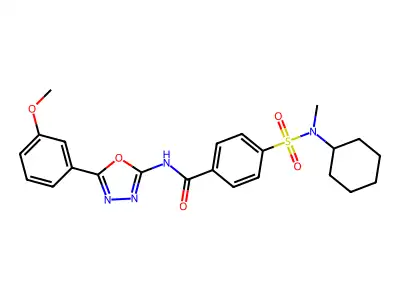 4-[cyclohexyl(methyl)sulfamoyl]-N-[5-(3-methoxyphenyl)-1,3,4-oxadiazol-2-yl]benzamide structure