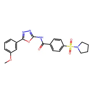 N-[5-(3-methoxyphenyl)-1,3,4-oxadiazol-2-yl]-4-pyrrolidin-1-ylsulfonylbenzamide structure