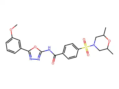 4-[(2,6-dimethylmorpholin-4-yl)sulfonyl]-N-[5-(3-methoxyphenyl)-1,3,4-oxadiazol-2-yl]benzamide structure