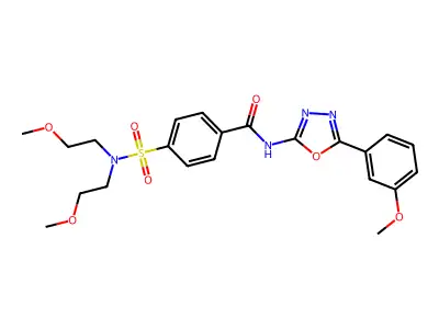 4-[bis(2-methoxyethyl)sulfamoyl]-N-[5-(3-methoxyphenyl)-1,3,4-oxadiazol-2-yl]benzamide structure