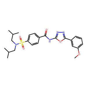 4-[bis(2-methylpropyl)sulfamoyl]-N-[5-(3-methoxyphenyl)-1,3,4-oxadiazol-2-yl]benzamide structure