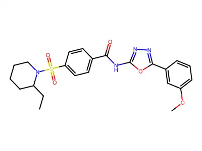 4-[(2-ethylpiperidin-1-yl)sulfonyl]-N-[5-(3-methoxyphenyl)-1,3,4-oxadiazol-2-yl]benzamide structure