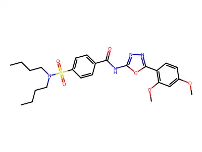 4-(dibutylsulfamoyl)-N-[5-(2,4-dimethoxyphenyl)-1,3,4-oxadiazol-2-yl]benzamide structure