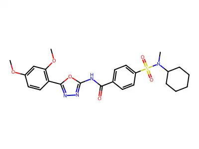 4-[cyclohexyl(methyl)sulfamoyl]-N-[5-(2,4-dimethoxyphenyl)-1,3,4-oxadiazol-2-yl]benzamide structure