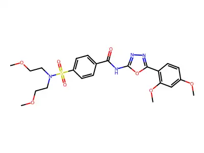 4-[bis(2-methoxyethyl)sulfamoyl]-N-[5-(2,4-dimethoxyphenyl)-1,3,4-oxadiazol-2-yl]benzamide structure