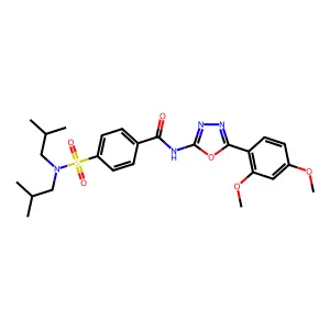 4-[bis(2-methylpropyl)sulfamoyl]-N-[5-(2,4-dimethoxyphenyl)-1,3,4-oxadiazol-2-yl]benzamide structure