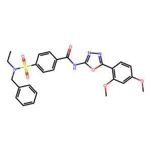 4-[benzyl(ethyl)sulfamoyl]-N-[5-(2,4-dimethoxyphenyl)-1,3,4-oxadiazol-2-yl]benzamide structure