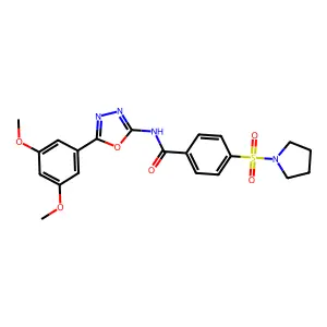 N-(5-(3,5-dimethoxyphenyl)-1,3,4-oxadiazol-2-yl)-4-(pyrrolidin-1-ylsulfonyl)benzamide structure