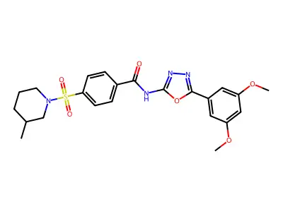 N-[5-(3,5-dimethoxyphenyl)-1,3,4-oxadiazol-2-yl]-4-[(3-methylpiperidin-1-yl)sulfonyl]benzamide structure