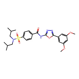 4-[bis(2-methylpropyl)sulfamoyl]-N-[5-(3,5-dimethoxyphenyl)-1,3,4-oxadiazol-2-yl]benzamide structure