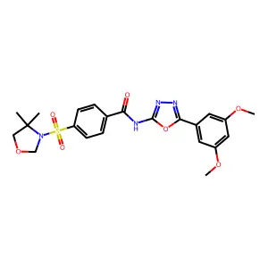 N-[5-(3,5-dimethoxyphenyl)-1,3,4-oxadiazol-2-yl]-4-[(4,4-dimethyl-1,3-oxazolidin-3-yl)sulfonyl]benzamide structure