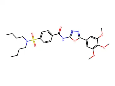 4-(dibutylsulfamoyl)-N-[5-(3,4,5-trimethoxyphenyl)-1,3,4-oxadiazol-2-yl]benzamide structure
