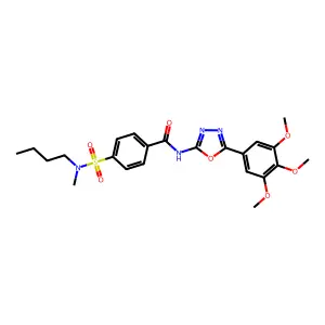 4-[butyl(methyl)sulfamoyl]-N-[5-(3,4,5-trimethoxyphenyl)-1,3,4-oxadiazol-2-yl]benzamide structure