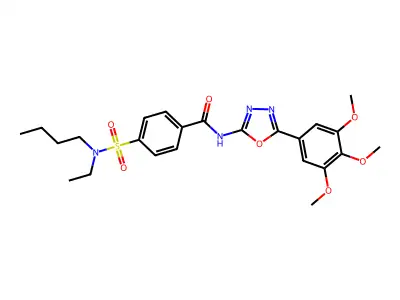 4-[butyl(ethyl)sulfamoyl]-N-[5-(3,4,5-trimethoxyphenyl)-1,3,4-oxadiazol-2-yl]benzamide structure