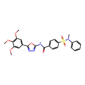 4-[methyl(phenyl)sulfamoyl]-N-[5-(3,4,5-trimethoxyphenyl)-1,3,4-oxadiazol-2-yl]benzamide structure