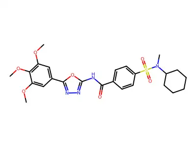4-[cyclohexyl(methyl)sulfamoyl]-N-[5-(3,4,5-trimethoxyphenyl)-1,3,4-oxadiazol-2-yl]benzamide structure