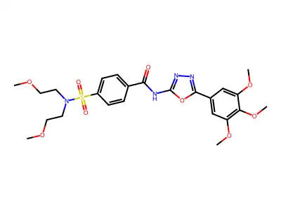 4-[bis(2-methoxyethyl)sulfamoyl]-N-[5-(3,4,5-trimethoxyphenyl)-1,3,4-oxadiazol-2-yl]benzamide structure