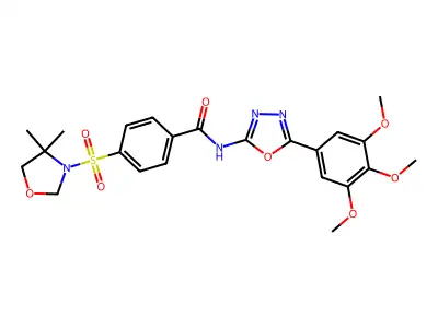 4-[(4,4-dimethyl-1,3-oxazolidin-3-yl)sulfonyl]-N-[5-(3,4,5-trimethoxyphenyl)-1,3,4-oxadiazol-2-yl]benzamide structure