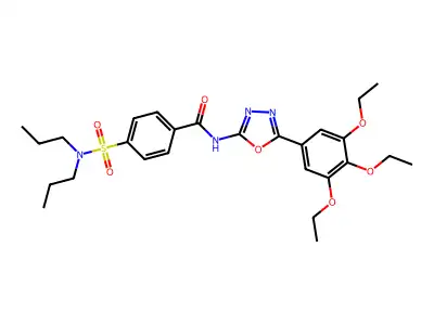 4-(dipropylsulfamoyl)-N-[5-(3,4,5-triethoxyphenyl)-1,3,4-oxadiazol-2-yl]benzamide structure
