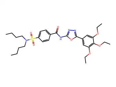 4-(dibutylsulfamoyl)-N-[5-(3,4,5-triethoxyphenyl)-1,3,4-oxadiazol-2-yl]benzamide structure