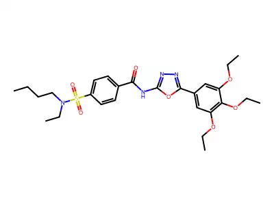4-[butyl(ethyl)sulfamoyl]-N-[5-(3,4,5-triethoxyphenyl)-1,3,4-oxadiazol-2-yl]benzamide structure
