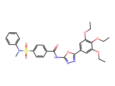 4-[methyl(phenyl)sulfamoyl]-N-[5-(3,4,5-triethoxyphenyl)-1,3,4-oxadiazol-2-yl]benzamide structure