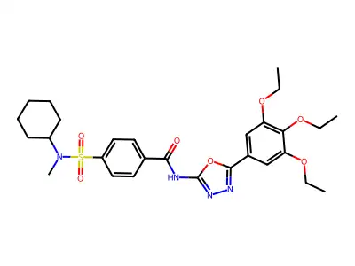 4-[cyclohexyl(methyl)sulfamoyl]-N-[5-(3,4,5-triethoxyphenyl)-1,3,4-oxadiazol-2-yl]benzamide structure
