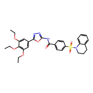 4-((3,4-dihydroquinolin-1(2H)-yl)sulfonyl)-N-(5-(3,4,5-triethoxyphenyl)-1,3,4-oxadiazol-2-yl)benzamide structure