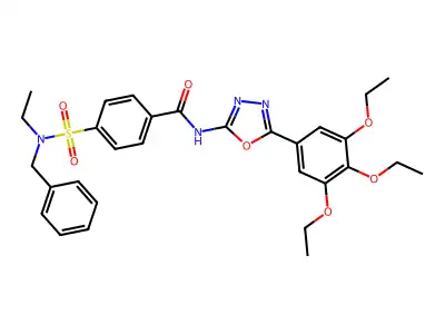 4-[benzyl(ethyl)sulfamoyl]-N-[5-(3,4,5-triethoxyphenyl)-1,3,4-oxadiazol-2-yl]benzamide structure