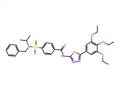 4-[benzyl(propan-2-yl)sulfamoyl]-N-[5-(3,4,5-triethoxyphenyl)-1,3,4-oxadiazol-2-yl]benzamide structure