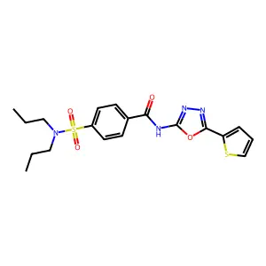 4-(dipropylsulfamoyl)-N-(5-thiophen-2-yl-1,3,4-oxadiazol-2-yl)benzamide structure