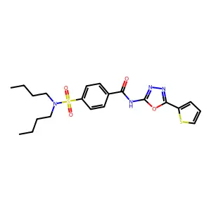 4-(N,N-dibutylsulfamoyl)-N-(5-(thiophen-2-yl)-1,3,4-oxadiazol-2-yl)benzamide structure