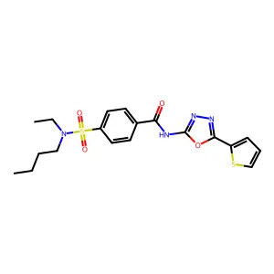 4-[butyl(ethyl)sulfamoyl]-N-(5-thiophen-2-yl-1,3,4-oxadiazol-2-yl)benzamide structure