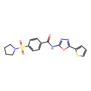 4-pyrrolidin-1-ylsulfonyl-N-(5-thiophen-2-yl-1,3,4-oxadiazol-2-yl)benzamide structure