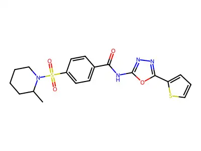 4-(2-methylpiperidin-1-yl)sulfonyl-N-(5-thiophen-2-yl-1,3,4-oxadiazol-2-yl)benzamide structure