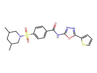 4-((3,5-dimethylpiperidin-1-yl)sulfonyl)-N-(5-(thiophen-2-yl)-1,3,4-oxadiazol-2-yl)benzamide structure
